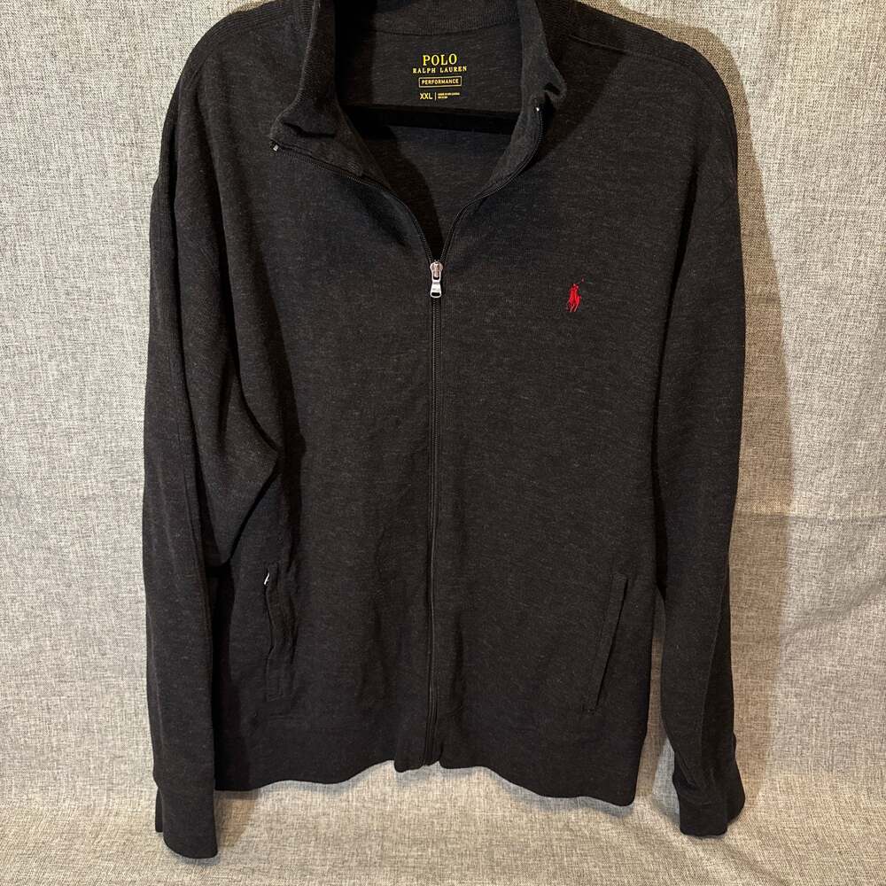 Polo Ralph Lauren Performance Gray Full Zip Mock Neck Logo Jacket XXL
